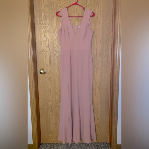 Dress the Population Sandra V Neck Gown: Blush - Picture 3 of 9